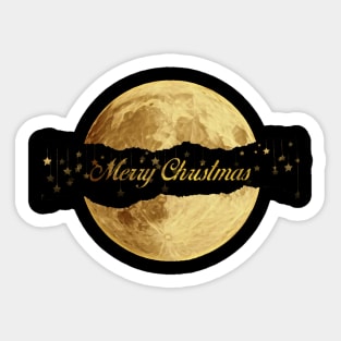 Marry Christmas elegant gold and black Christmas stars moon Sticker